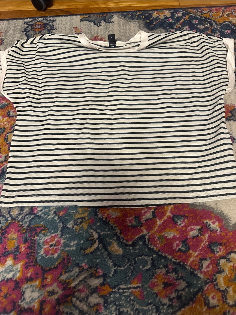 Striped Black & White Women’s Lounge Short Set - Picture 5 of 6
